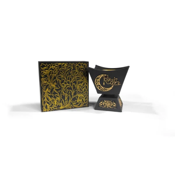 Mini Mubkhar and Bukhoor set, Black ramadan mubkhar with mamool oudh