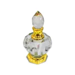 Crystal Attar Bottle - 3g (1/4 T) with Crystal Cap & Gold Accents