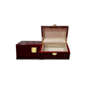Red MDF Bukhoor Gift Box with Gold-Tone Lock - Small