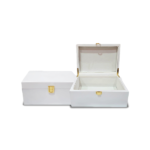 White MDF Bukhoor Gift Box with Gold-Tone Lock - Small