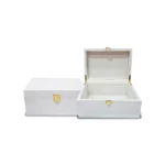 White MDF Bukhoor Gift Box with Gold-Tone Lock - Small