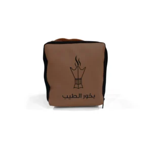 brown leather bukhoor gift bag from burhani hadaya
